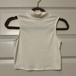 Bohme ribbed sleeveless white turtleneck